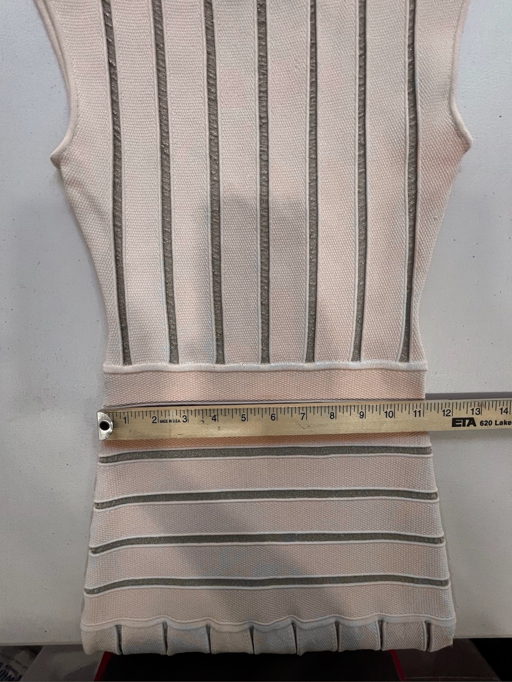 Ronny Kobo Blush Metallic Stripe Knit Fit & Flare Mini Dress Sz XS - Picture 10 of 11